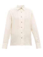 Matchesfashion.com 73 London - Point Collar Silk Crepe De Chine Shirt - Mens - Cream