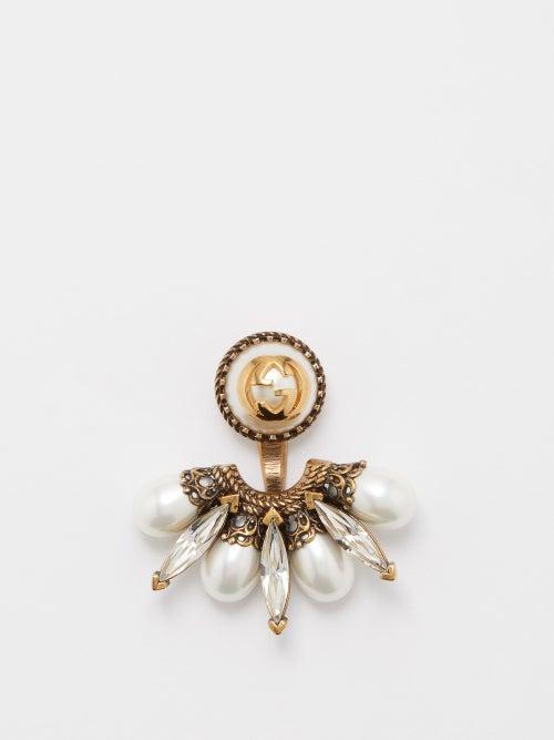 Gucci - Gg Faux-pearl & Crystal Single Earring - Womens - Pearl