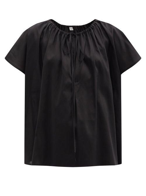 Matchesfashion.com Totme - Gathered Crepe Blouse - Womens - Black