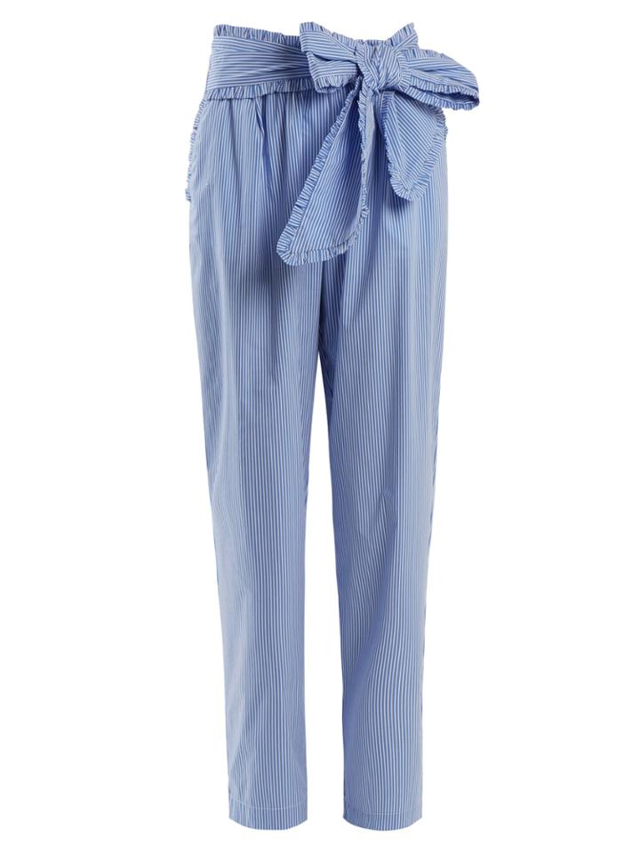 Msgm Tie-waist Striped Cotton-blend Trousers