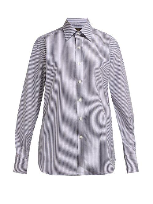 Matchesfashion.com Emma Willis - Silvano Bengal Stripe Cotton Shirt - Womens - Navy White