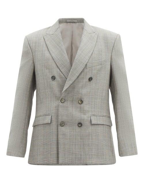 Matchesfashion.com Wardrobe. Nyc - Release 01 Checked Wool Double-breasted Blazer - Womens - Grey