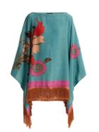 Matchesfashion.com Etro - Floral Print Silk Poncho - Womens - Blue