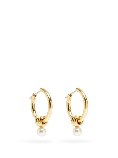 Matchesfashion.com Spinelli Kilcollin - Ara 18kt Gold And Pearl Hoop Earrings - Womens - Pearl