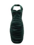 Matchesfashion.com Norma Kamali - Bill Sweetheart-neckline Velvet Dress - Womens - Dark Green