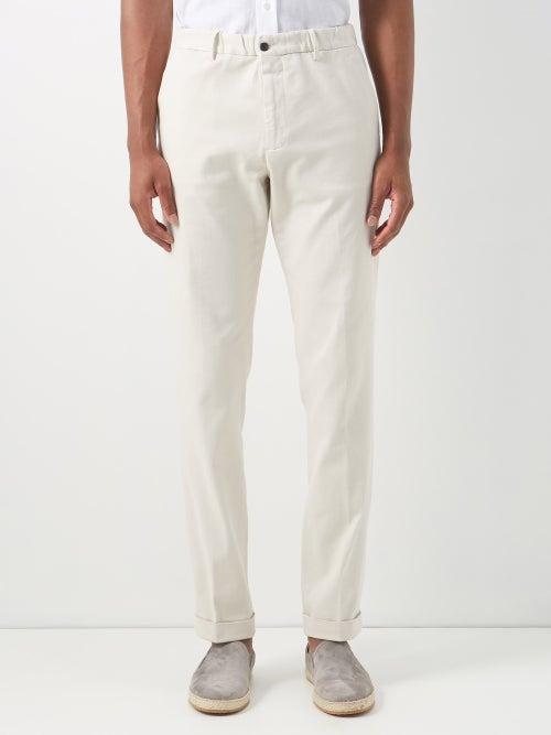 Thom Sweeney - Slim-leg Cotton-blend Twill Chinos - Mens - White