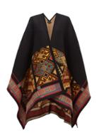 Matchesfashion.com Etro - Geometric Jacquard Wool Blend Cape - Womens - Black