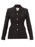 Erdem - Catrin Dotted-jacquard Wool-blend Suit Jacket - Womens - Black
