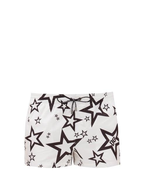 Matchesfashion.com Dolce & Gabbana - Star-print Swim Shorts - Mens - White
