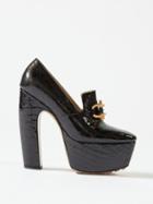 Bottega Veneta - Madame 145 Croc-effect Leather Platform Pumps - Womens - Black