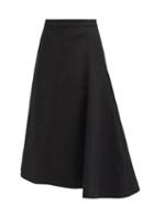 Matchesfashion.com Jil Sander - Mia Asymmetric Cotton-blend Midi Skirt - Womens - Black