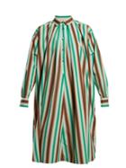 Matchesfashion.com Marni - Striped Poplin Shirtdress - Womens - Green Stripe