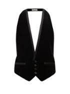 Saint Laurent - Satin-trimmed Backless Velvet Waistcoat - Womens - Black