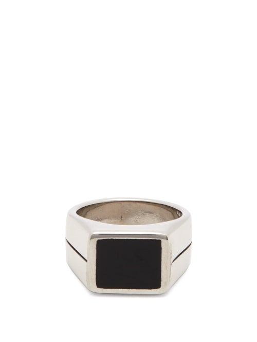 Matchesfashion.com Givenchy - Obsidian Silver Tone Signet Ring - Mens - Silver Black