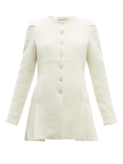 Matchesfashion.com Brock Collection - Paoli Exposed Seam Single Breasted Boucl Jacket - Womens - Cream