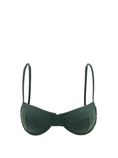 Matchesfashion.com Haight - Vintage Panelled Bikini Top - Womens - Dark Green