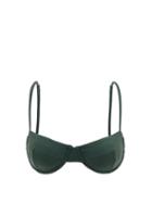 Matchesfashion.com Haight - Vintage Panelled Bikini Top - Womens - Dark Green