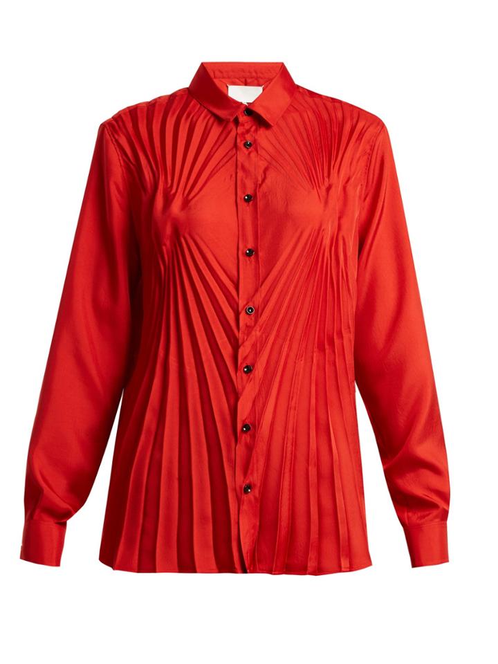 Maison Margiela Pleated Satin Blouse