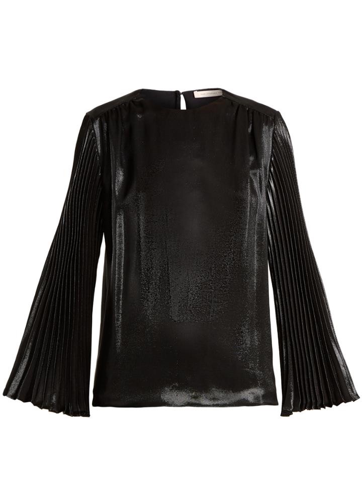 Christopher Kane Pleated-sleeved Silk-blend Top