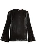 Christopher Kane Pleated-sleeved Silk-blend Top