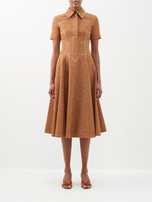 Emilia Wickstead - Jody Cotton-blend Denim Midi Dress - Womens - Brown