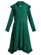 Matchesfashion.com Vetements - Hooded Emoji Print Crepe De Chine Dress - Womens - Green Print