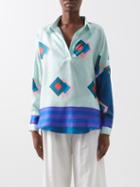 Louisa Parris - The Soho Edoardo-print Silk Blouse - Womens - Blue Print
