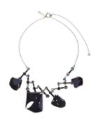 Matchesfashion.com Marni - Flora Fabric And Strass Crystal Necklace - Womens - Blue