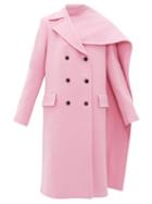Matchesfashion.com Msgm - Double Breasted Asymmetric Cape Wool Blend Coat - Womens - Pink