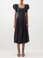 Ulla Johnson - Malie Puff-sleeve Cotton Midi Dress - Womens - Black