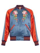 Gucci Flower And Fish-appliqu Satin-twill Bomber Jacket