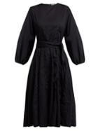 Matchesfashion.com Rhode Resort - Devi Tasselled Belt Cotton Dress - Womens - Black