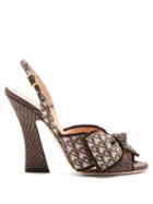 Matchesfashion.com Fendi - Logo-jacquard Bow-tie Slingback Sandals - Womens - Black Multi