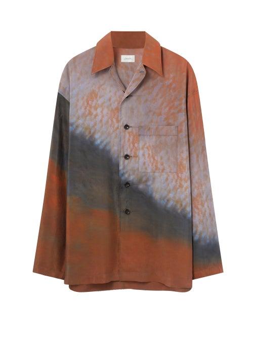 Lemaire - Watercolour-print Crepe Shirt - Mens - Multi