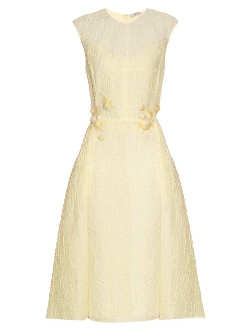 Nina Ricci Floral-embellished Silk-blend Cloqu Dress