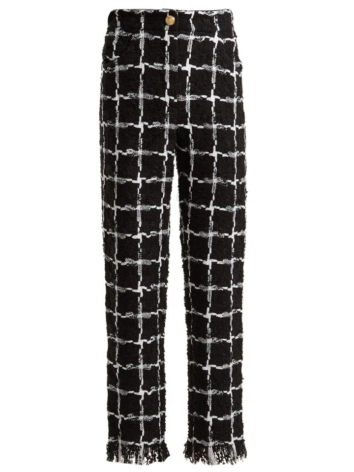 Balmain High-rise Checked Tweed Trousers