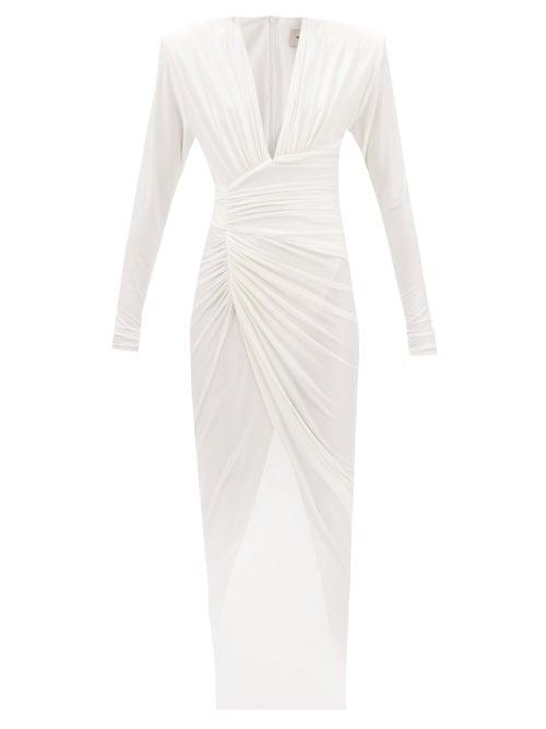 Alexandre Vauthier - Plunge-neck Asymmetric Jersey Dress - Womens - Ivory