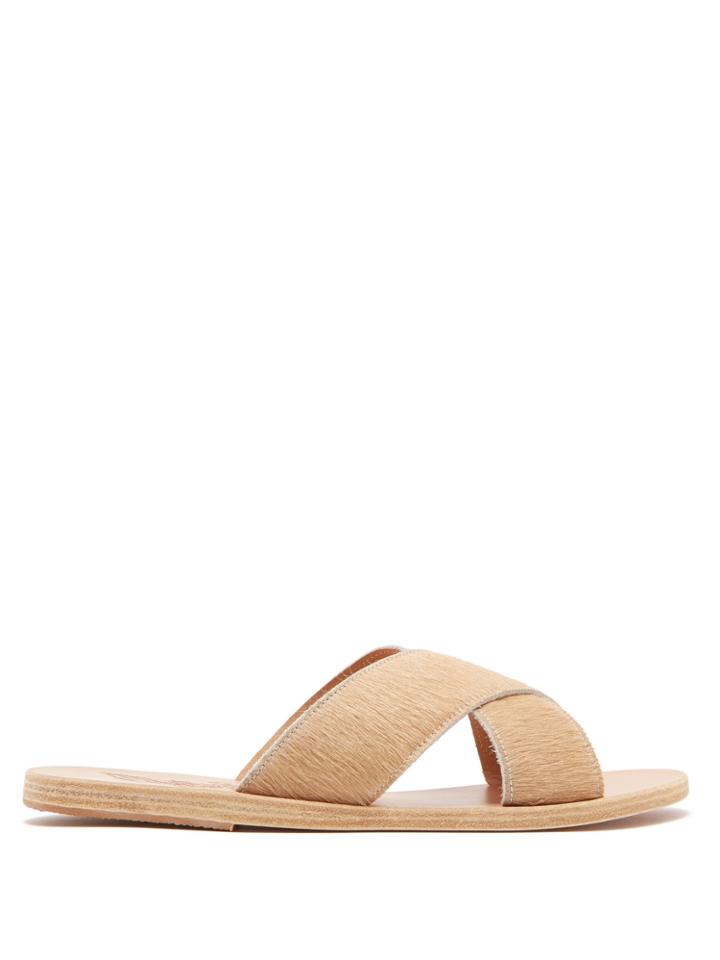 Ancient Greek Sandals Thais Leather & Calf Hair Sandals
