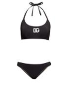 Matchesfashion.com Dolce & Gabbana - Logo-appliqu Halterneck Bikini - Womens - Black
