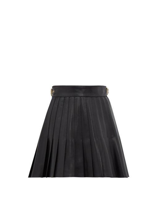 Matchesfashion.com Gucci - Pleated Leather Mini Skirt - Womens - Black