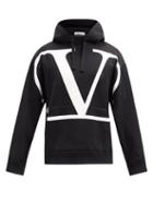 Matchesfashion.com Valentino - V-logo Cotton-blend Jersey Hooded Sweatshirt - Mens - Black