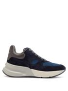 Matchesfashion.com Alexander Mcqueen - Raised Sole Low Top Suede And Mesh Trainers - Womens - Navy