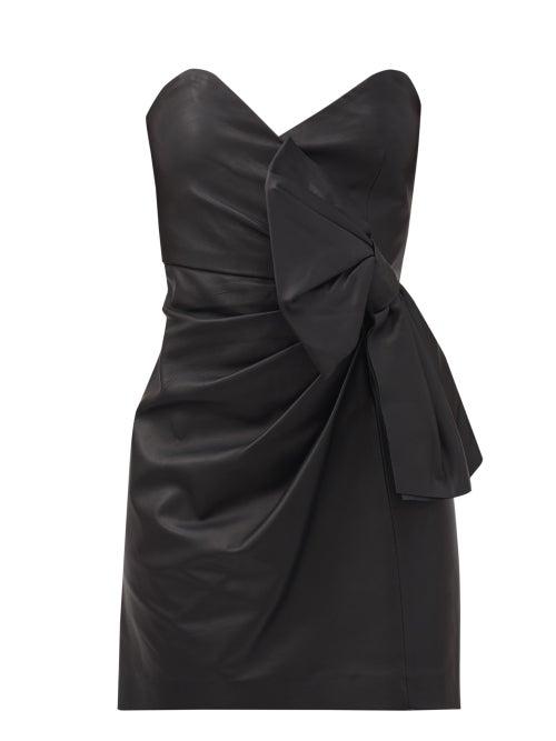 Matchesfashion.com Redvalentino - Sweetheart-neckline Leather Mini Dress - Womens - Black