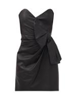 Matchesfashion.com Redvalentino - Sweetheart-neckline Leather Mini Dress - Womens - Black