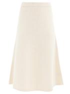 Matchesfashion.com Joseph - A-line Wool Knitted Midi Skirt - Womens - Ivory