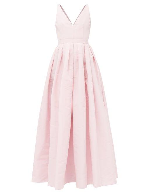 Alexander Mcqueen - V-neck Silk-faille Gown - Womens - Light Pink