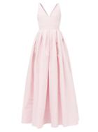 Alexander Mcqueen - V-neck Silk-faille Gown - Womens - Light Pink