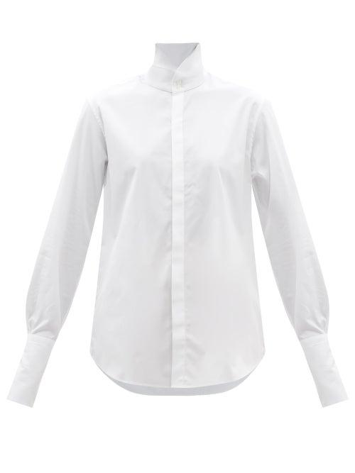 Bourrienne Paris X - Glacier Wing-collar Cotton-poplin Shirt - Womens - White