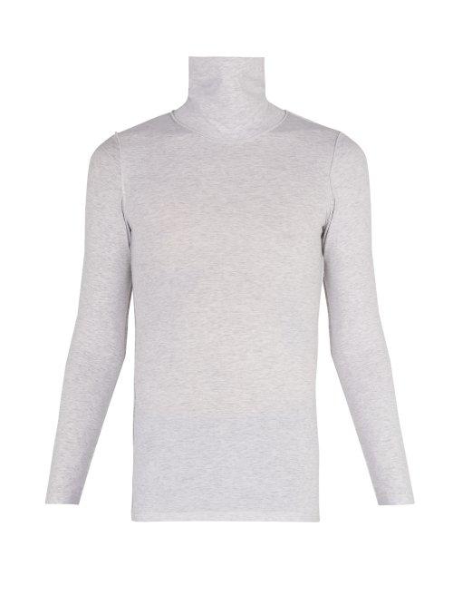 Matchesfashion.com Vetements - Inside Out Stretch Cotton Roll Neck Top - Mens - Grey