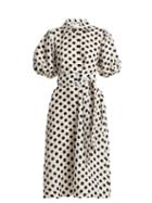 Matchesfashion.com Lisa Marie Fernandez - Polka Dot Linen Shirtdress - Womens - White Black